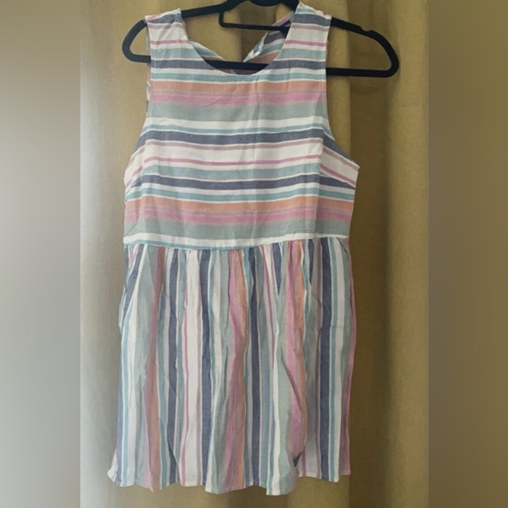 NWT Emery Rose Multicolor Rainbow Stripe Sleeveless Babydoll Girl’s Mini Dress